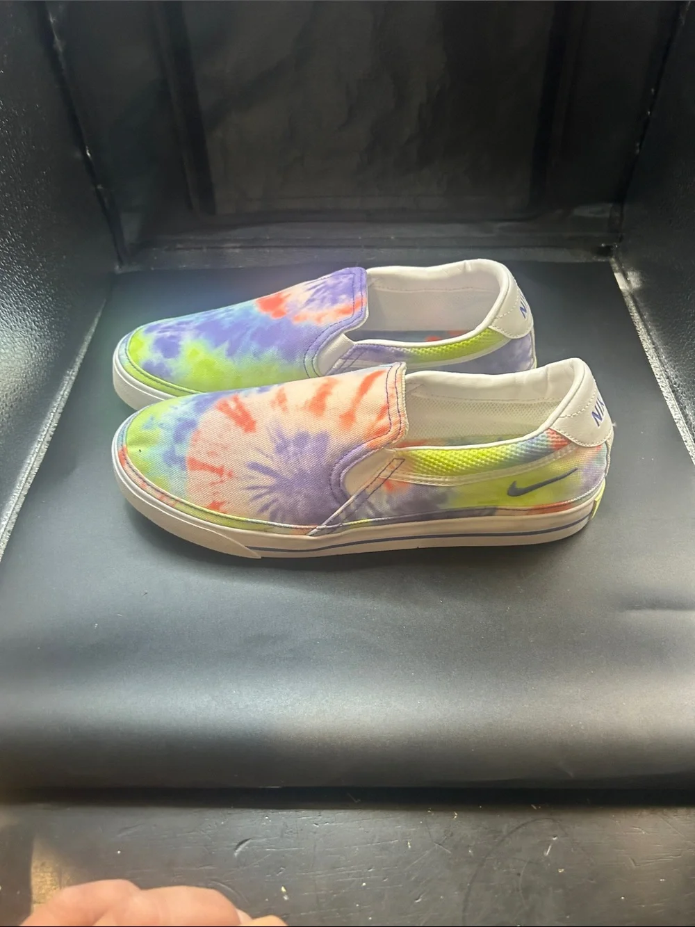 Nike Kids Slip-On Tie-Dye Sneakers - Purple, Green, Orange, Blue